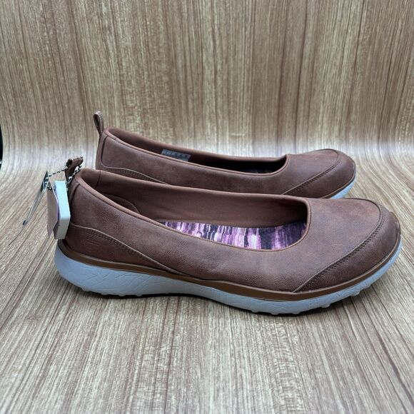 Skechers Microburst Smooth Leather Light Brown Slip On Women's Size 9 shoes NEW - Picture 1 of 8